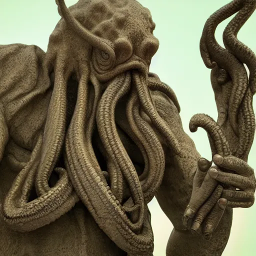 Image similar to 8 k hd detailed octane render of a statue in honor of cthulhu