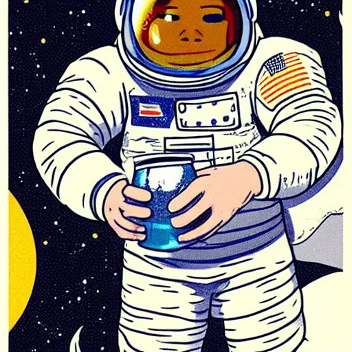 Image similar to astronaut drinking a bottle cola on the moon