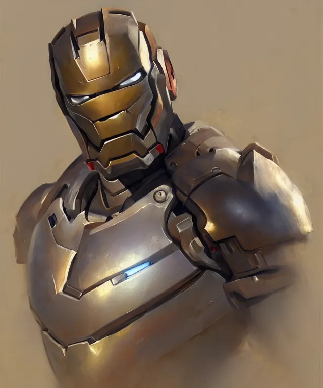 Image similar to greg manchess portrait painting of invisible armored ironman as overwatch character, medium shot, asymmetrical, profile picture, organic painting, sunny day, matte painting, bold shapes, hard edges, street art, trending on artstation, by huang guangjian, gil elvgren, ruan jia, greg rutkowski, gaston bussiere