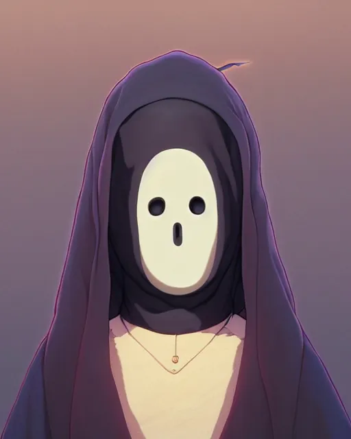 Image similar to real life photo of noface from the movie spirited away, intricate, elegant, highly detailed, digital painting, artstation, concept art, smooth, sharp focus, illustration, art by artgerm and greg rutkowski and fra angelico and alphons mucha