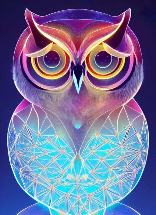 Image similar to symmetry!! product render poster vivid colors divine proportion owl, ice and snow, glowing fog intricate, elegant, highly detailed, digital painting, artstation, concept art, smooth, sharp focus, illustration,