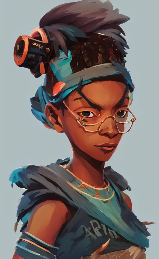 Prompt: tribal afrika teenage hacker, Video game character design , asymmetrical, profile, 2d game fanart behance hd by Jesper Ejsing, by RHADS, Makoto Shinkai and Lois van baarle, ilya kuvshinov, rossdraws global illumination