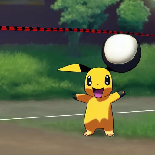 Image similar to a pokemon playing volleyball, hd, 4 k