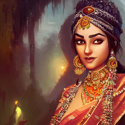 Prompt: portrait of Beautiful indian bride , full of details, matte painting, concept art, smooth, by Jordan Grimmer and WLOP，trending on artstation