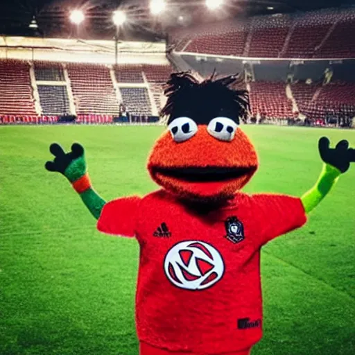 Prompt: muppet gabigol wearing a Flamengo jersey