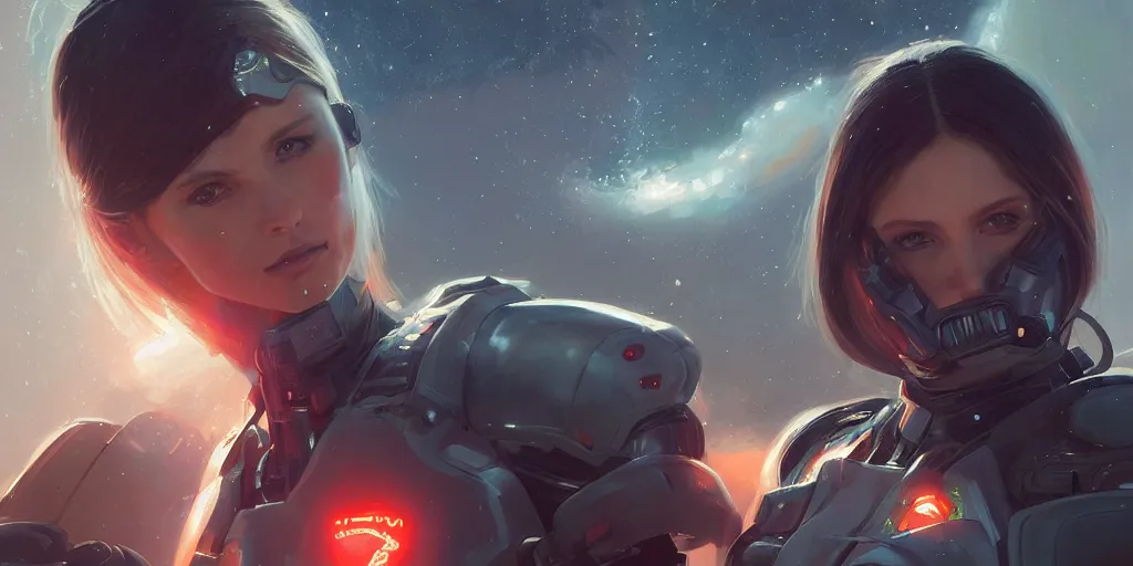 Image similar to an ultradetailed beautiful portrait panting of an attractive woman wearing scifi armour, oil painting, fantasy art, by ilya kuvshinov, greg rutkowski and makoto shinka