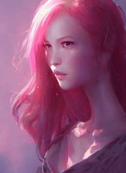 Prompt: pink dress, side profile of a beautiful girl, fantasy, han so - hee, lipstick, friendly, pure, perfect face, blue eyes, highly detailed, masterpiece, artstation, art by emika lightweaver and antoine collignon and akihiko yoshida