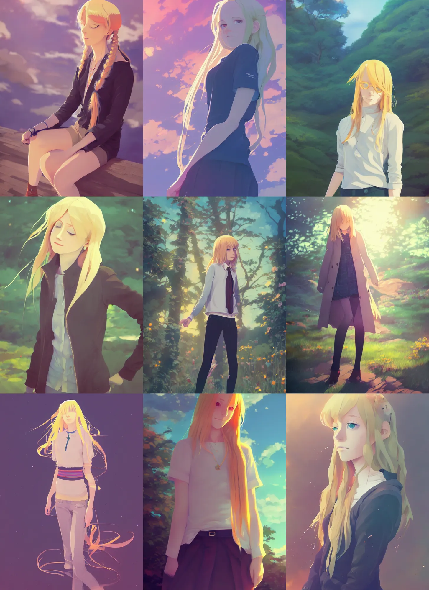 Prompt: a full body portrait of Ophelia Goldhall, long blonde hair, makoto shinkai, james gilleard, tone mapping, very detailed, vibrant, beautiful