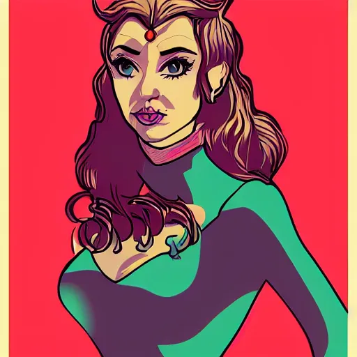 Prompt: portrait of an elf woman, retro poster style