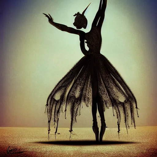 Image similar to burning man ballerina, digital art, post apocalyptic, fantasy, by h. r. giger