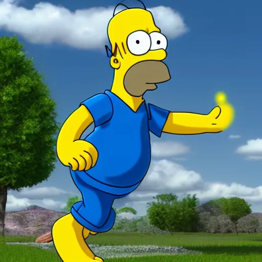 Image similar to 3 d render of homer disappearing