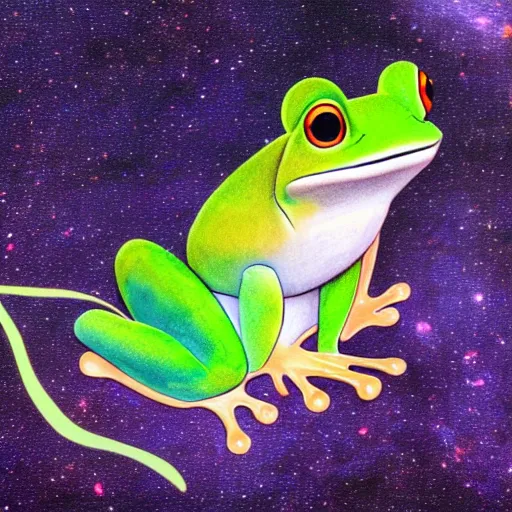 Prompt: a frog in the shape of a galaxy