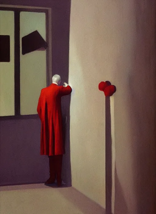 Image similar to clown at a funeral by Edward Hopper and James Gilleard, Zdzislaw Beksinski highly detailed