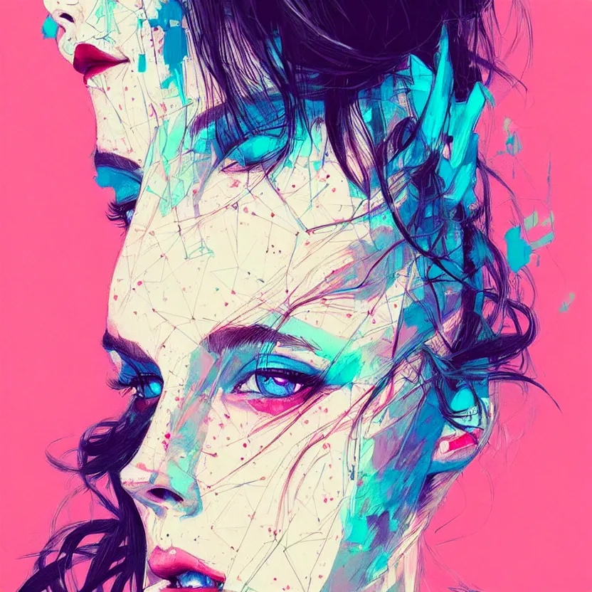 Image similar to close up portrait painting of a female in nineties street styling, concept art, intricate details, aesthetically pleasing pastel colors, art by conrad roset, impressionism, portrait