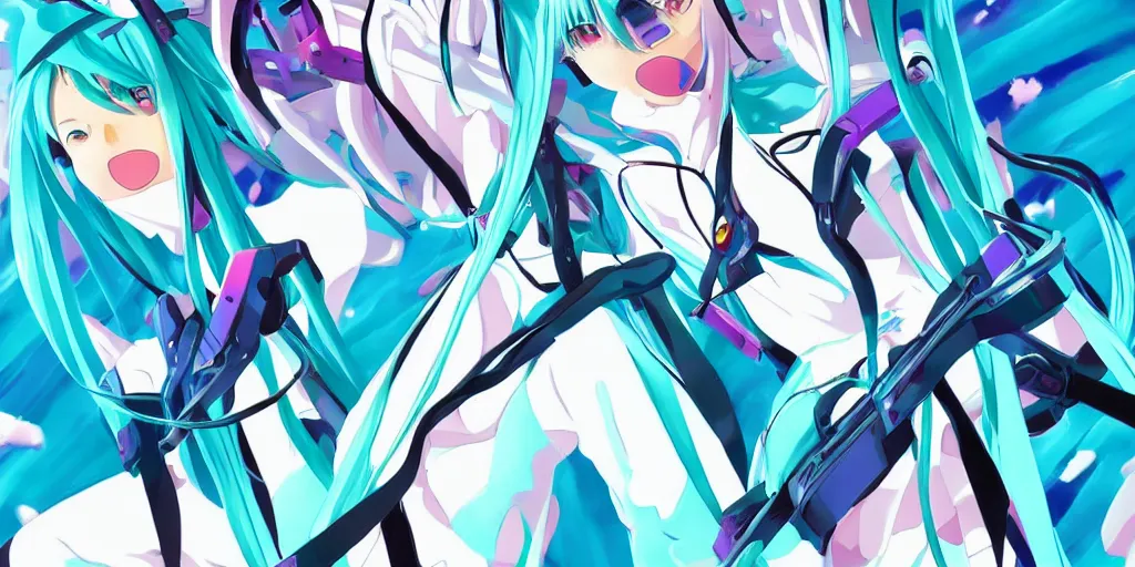 Prompt: hatsune miku genesis evangelion , digital art, art station, tredning on art station, anime