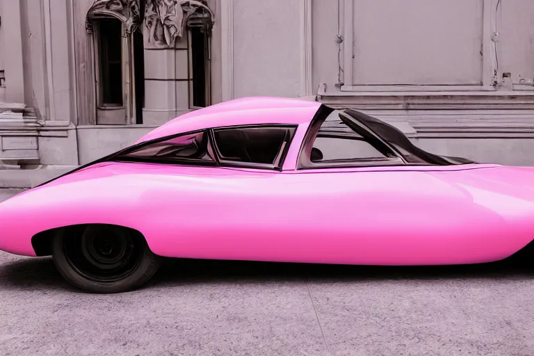 Image similar to Elegant photography of the pink panther car designed by Kanye West