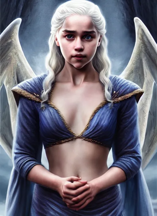 Image similar to photo of a gorgeous young daenerys targaryen in the style of stefan kostic, realistic, professionally, professionally color graded, half body shot, sharp focus, 8 k high definition, insanely detailed, intricate, elegant, art by stanley lau and artgerm