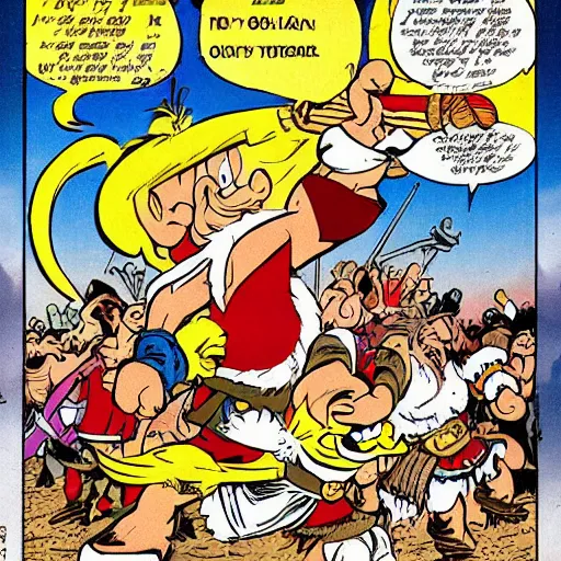 Prompt: A splash panel from Astérix