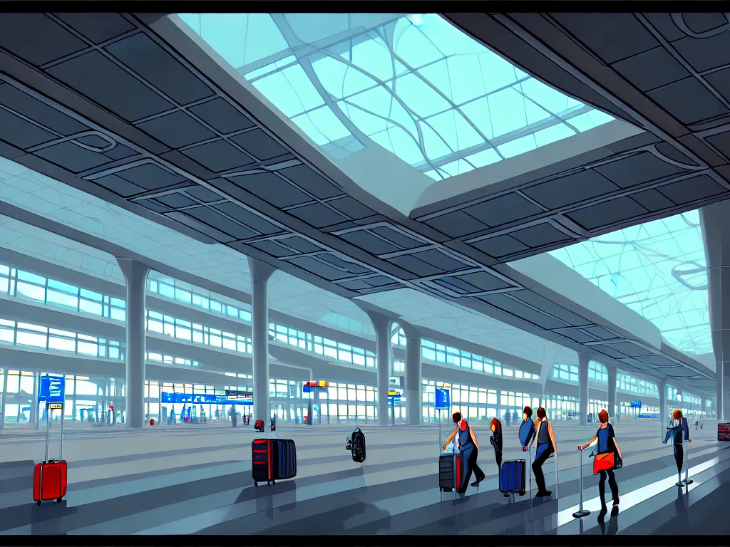 Image similar to I get to the airport, detailed illustration, digital painting, trending on artstation