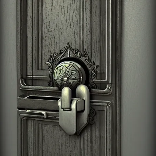 Image similar to tons of door latches leaning on floor of room, concept art, trending on artstation, highly detailed, intricate, sharp focus, digital art, 8 k