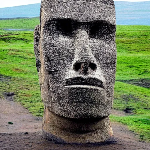 Prompt: Elon Musk easter island head