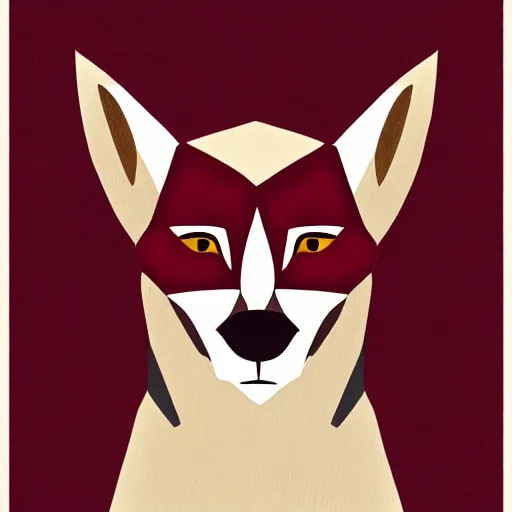 Image similar to A dingo mascot, maroon and white, NFL, highly detailed design, high evolution, legendary, smooth, sharp focus, line art, Canva art, art by Paul Rand