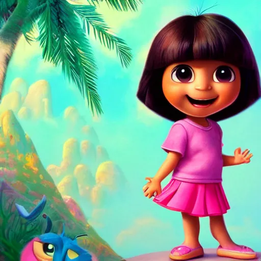 dora the explorer as real girl in happy pose