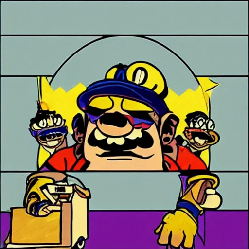 Image similar to Wario in style of bats over barstow