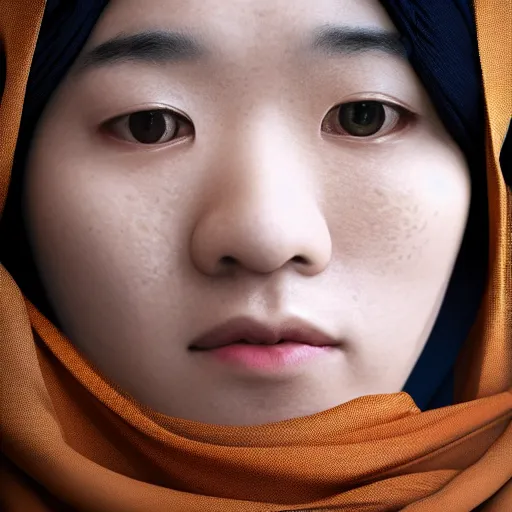 Image similar to closeup portrait of Naganohara Yoimiya Converts to Islam, depth of field, zeiss lens, detailed, symmetrical, centered, fashion photoshoot, by Annie Leibovitz and Steve McCurry, David Lazar, Jimmy Nelsson, Breathtaking, 8k resolution, extremely detailed, beautiful, establishing shot, artistic, hyperrealistic, beautiful face, octane render