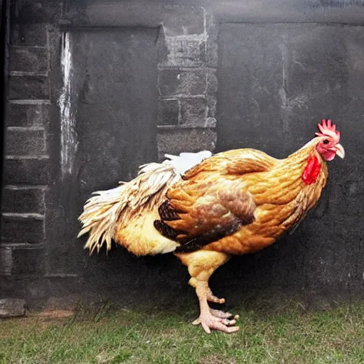 Image similar to giant chicken bred for war