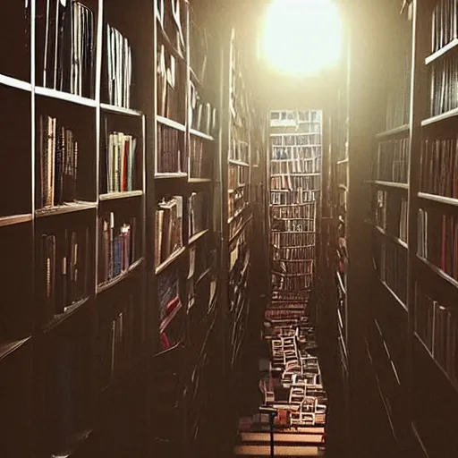 Image similar to “lost in a labyrinth that is Powell’s City of Books. Sunlit. Lots of clarity. photo”