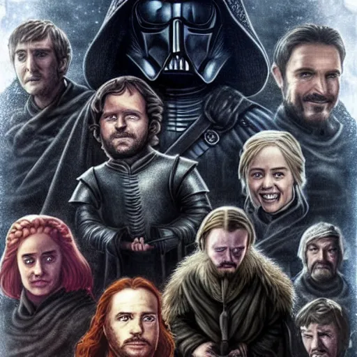 Image similar to game of thrones in space style of star wars