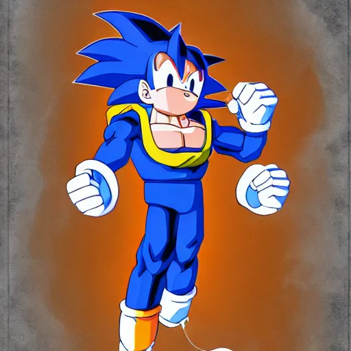 Image similar to goku, in a sonic costume, Trending on Artstation, Hiroaki Tsutsumi style