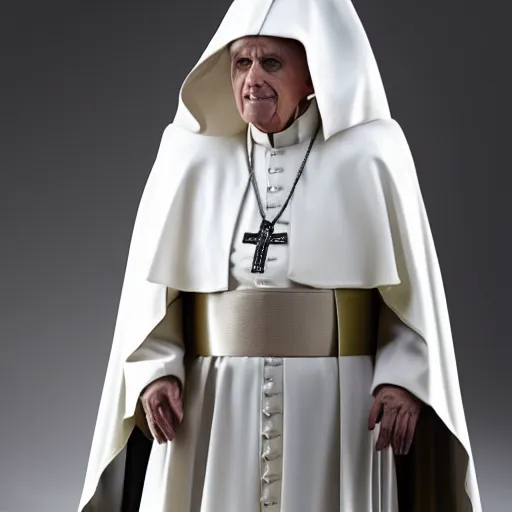 Image similar to pope benedict wearing sith cloak as chancelor palpatine in star wars episode 3, 8 k resolution, cinematic lighting, anatomically correct