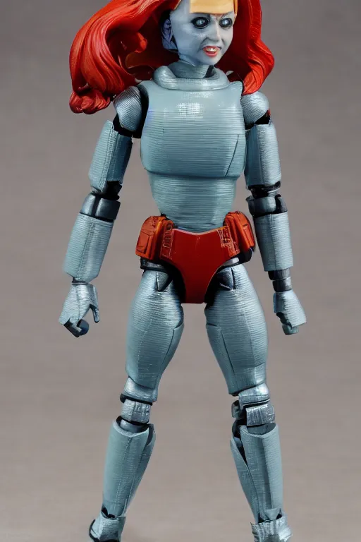 Image similar to 1 9 8 6 kenner female action figure, 5 points of articulation, perfect human female proportions, sci fi, 8 k resolution, high detail, front view, t - pose, space, star, he - man, gi joe, he man, warhammer 4 0 0 0