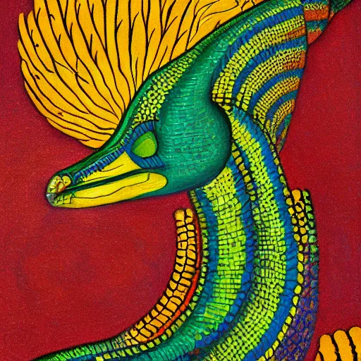 Prompt: portrait of quetzalcoatl