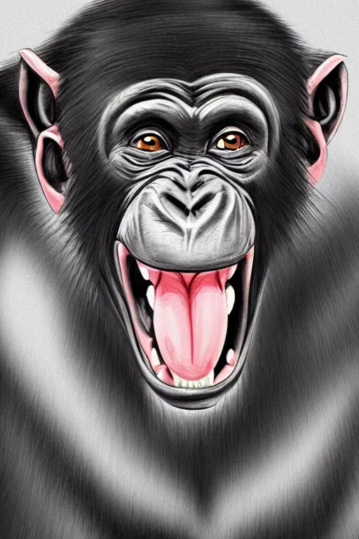 Image similar to smiling chimpanzee, anime art style