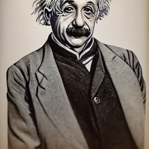 Prompt: portrait of albert einstein as a rapper with face tattoos