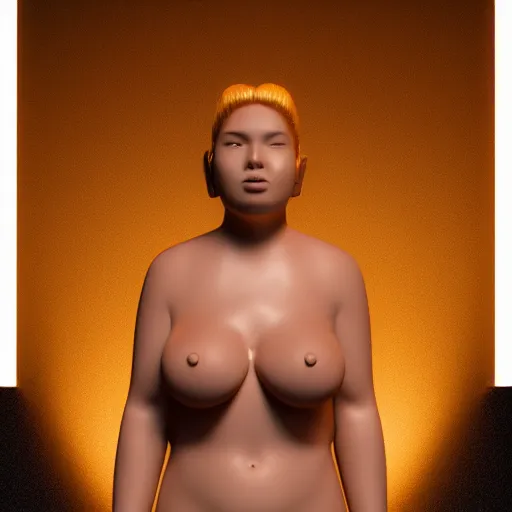 Prompt: portrait of a model who is shaped like the venus of willendorf, octane render, studio lighting