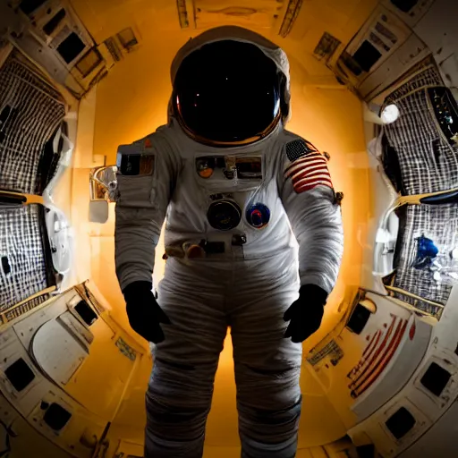 Image similar to dark photograph of an astronaut, lit from bottom, full body photo,, 8 k