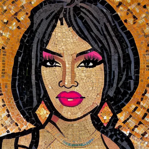 Image similar to roman mosaic of Nicki Minaj