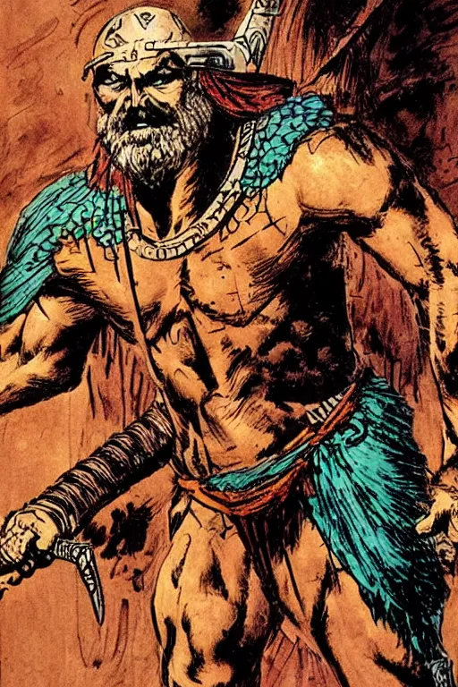 Image similar to ancient historically accurate depiction of the Bible Character Goliath of Gath, the Philistine warrior giant by frank miller