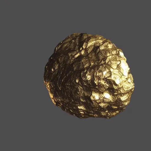 Prompt: metallic asteroid, artstation, digital art, iron, small gold patches