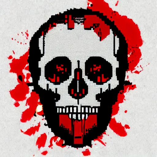 Prompt: glitchy bloody face skull