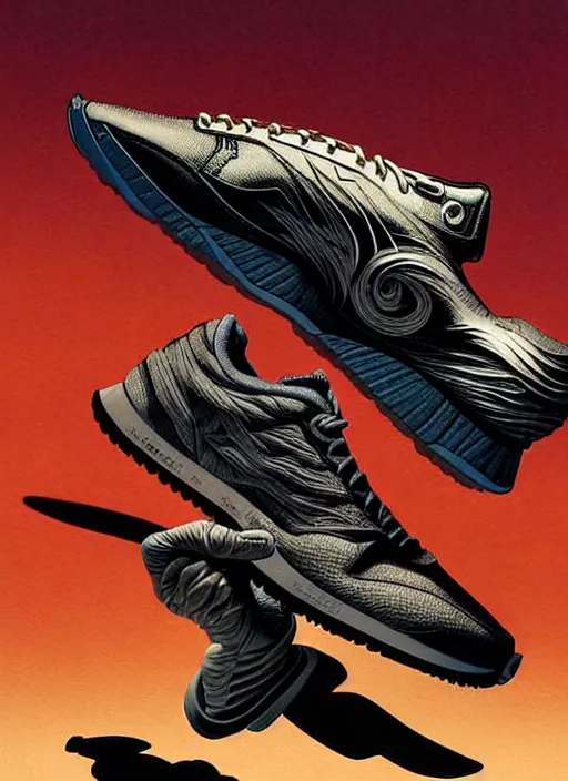 Prompt: sneaker head, powerful, cinematic, dramatic, super detailed and intricate, hyper realistic, 4 k render, by koson ohara, by darwyn cooke, by hiroshi yoshida, by kentaro miura