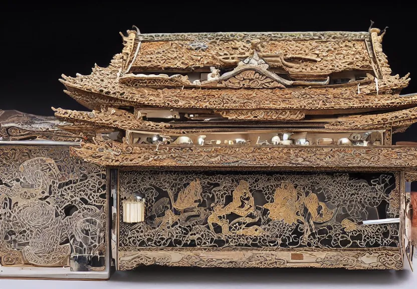 Prompt: Intricately Detailed, Haunted, Japanese Music Box, ELS, Extreme Long Shot, Digital Photography