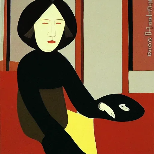 Image similar to a portrait of a character in a scenic environment by will barnet