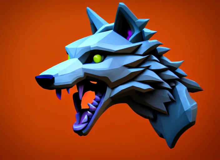 Image similar to wolf head, stylized stl, 3 d render, hearthstone style