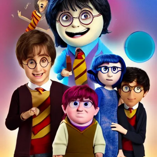 Image similar to harry potter in the style of inside-out boy,