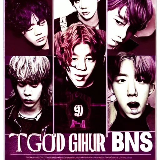 Image similar to 9 0 s grunge concert poster for bts